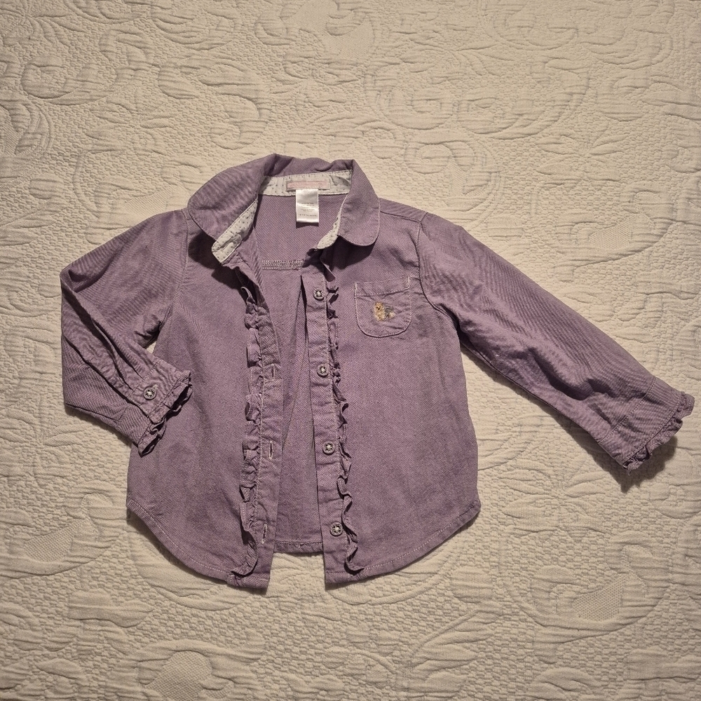 Janie and Jack girls 18-24 months purple button up long sleeve shirt VVGUC